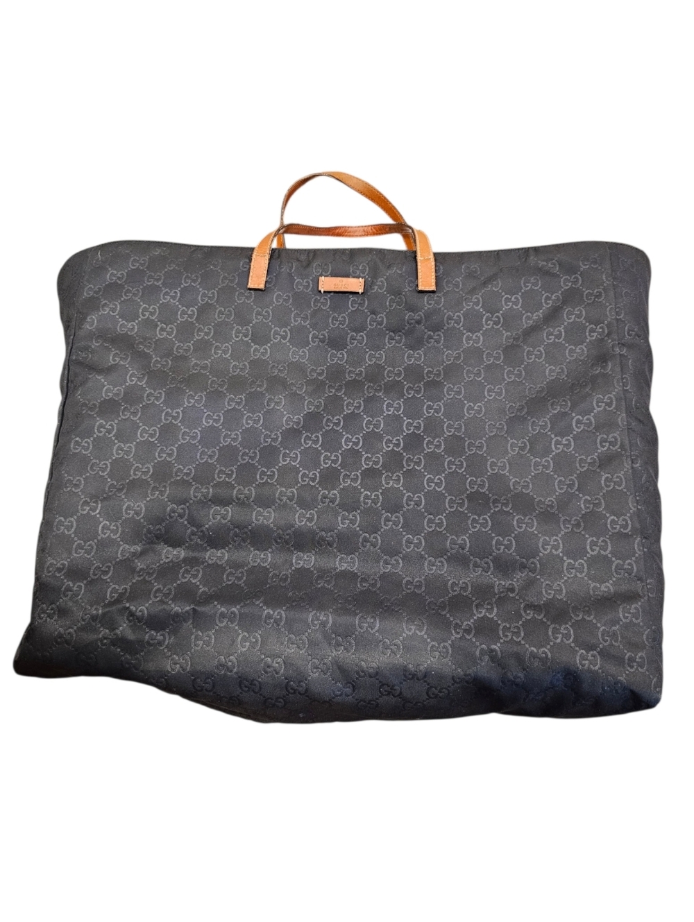 Gucci GG Nylon Tote Black with Brown Leather Handles - Picture 8 of 12